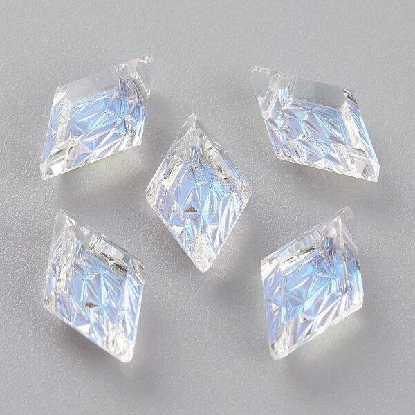 Embossed Glass Rhinestone Pendants