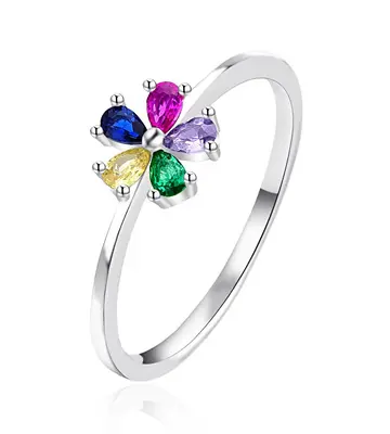 Agato Silver Ring Flower with Colored Zirconia AGT-R32C - Circuit: 56 mm