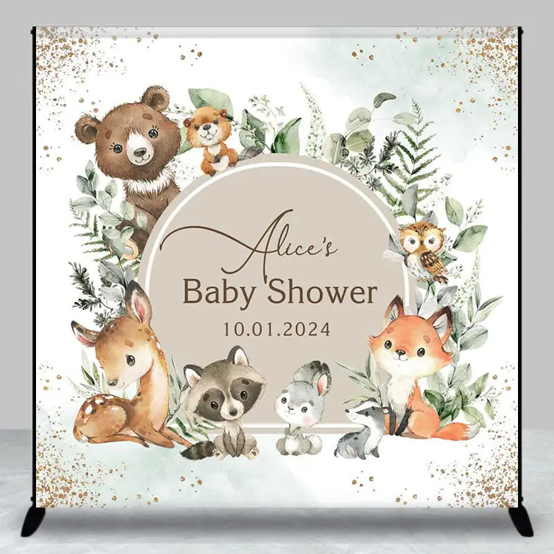 Safari Cute Animals Boho Custom Baby Shower Backdrop - Aperturee