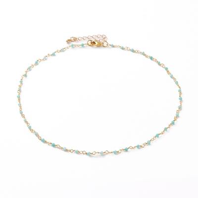 Faceted Round Natural Amazonite Beaded Necklaces