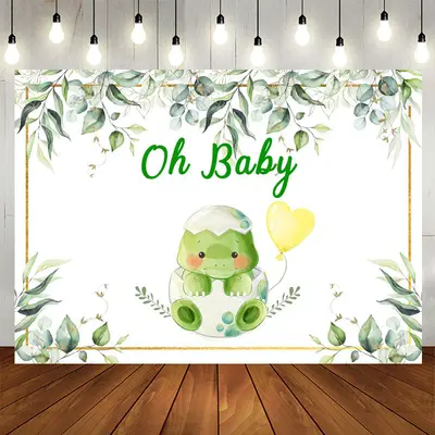 Aperturee Green And Glitter Turtle Themed Baby Shower Backdrop