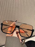 Unisex Vintage Large Frame Top Bar Design Tinted Lens Sunglasses (1 Pair), Trendy Sunglasses for Everyday Use, Modern Fashion...