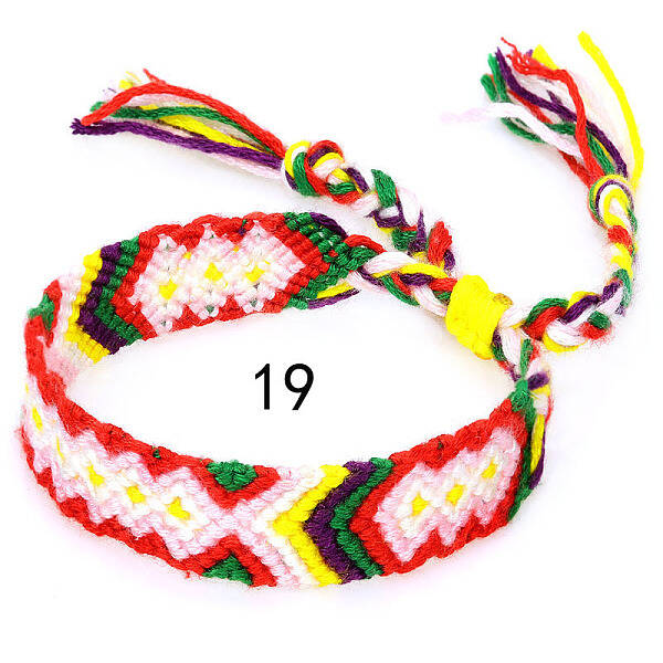 Cotton Braided Rhombus Pattern Cord Bracelet