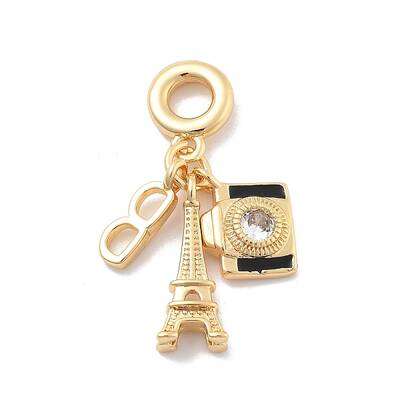 Brass Black Enamel European Dangle Charms