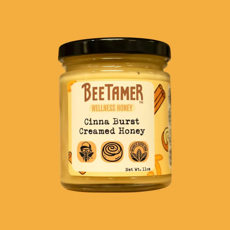 BeeTamer's CinnaBurst – Raw Creamed Honey with Organic Cinnamon 11oz