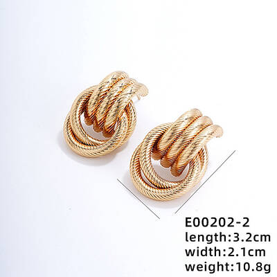 Fashionable Crossed Brass Stud Earrings Hip-hop Personality Trendy Ear Jewelry