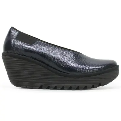 Fly London YOZA438FLY Rock Leather Women's Comfort Shoes - Navy - Size:US 6-6.5 Women