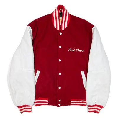 WOOLRICH Dunjacka Quilted Lined Varsity USA Jacket Red Wool Mens S