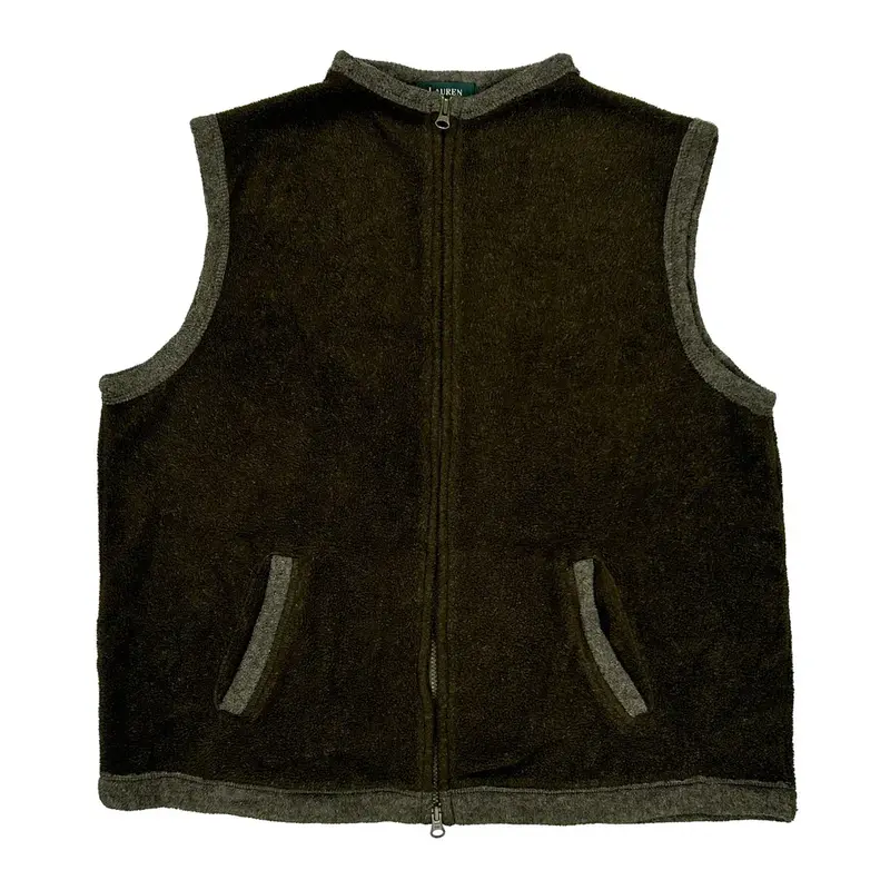 Ralph Lauren Fleece Gilet - Large Brown Polyester Blend