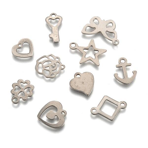 Tarnish Resistant Mixed Shapes 201 Stainless Steel Pendants