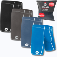 Nylon 9in Boxer Briefs ABCD Pouch 4pk Black/Dark Blue/Gray/Light Blue Spandex Stretchy Personalized Fabric Man Menswear Breat...