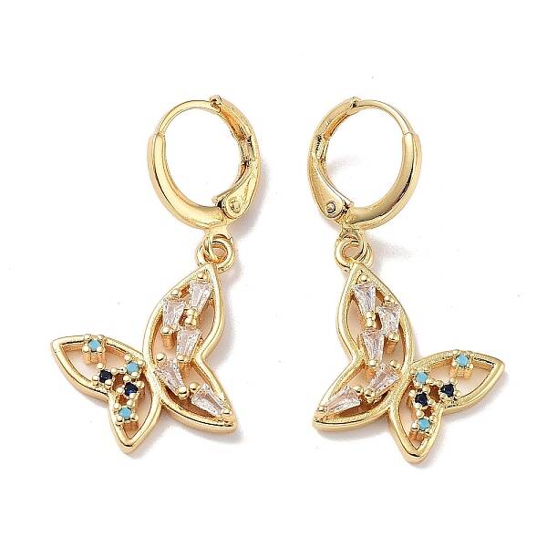 Real 18K Gold Plated Brass Dangle Leverback Earrings