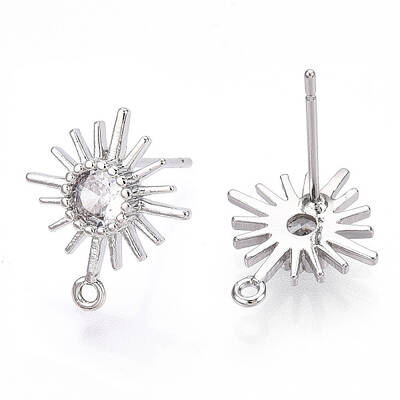 Brass Micro Clear Cubic Zirconia Stud Earring Findings
