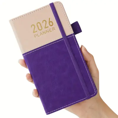 Pocket Planner 2026, JAN 2026- DEC 2026 Weekly & Monthly Small Calendar for Purse, with Monthly Stickers, Water Proof Leather...