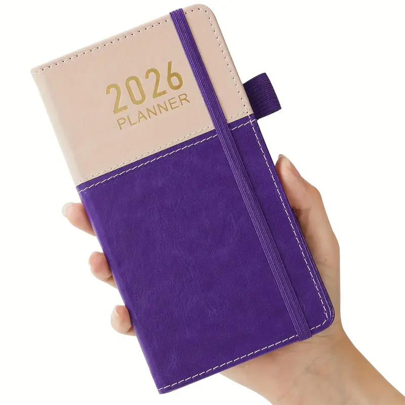 Pocket Planner 2026, JAN 2026- DEC 2026 Weekly & Monthly Small Calendar for Purse, with Monthly Stickers, Water Proof Leather...