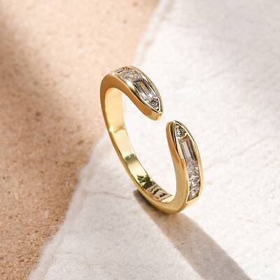 Brass Micro Pave Cubic Zirconia Open Cuff Rings for Women