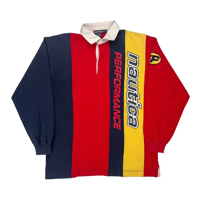 Performance Nautica Rugby Shirt - Large Multicoloured Cotton