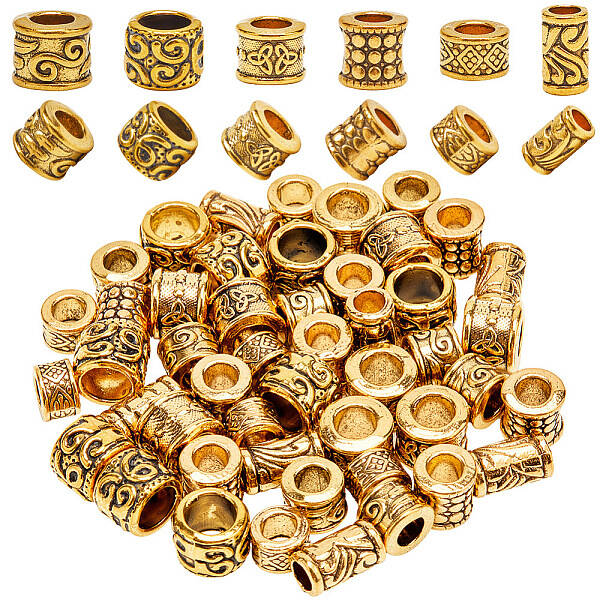 60Pcs 6 Styles Tibetan Style Alloy European Beads
