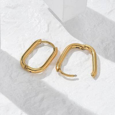 Ion Plating(IP) 304 Stainless Steel Oval Hoop Earrings