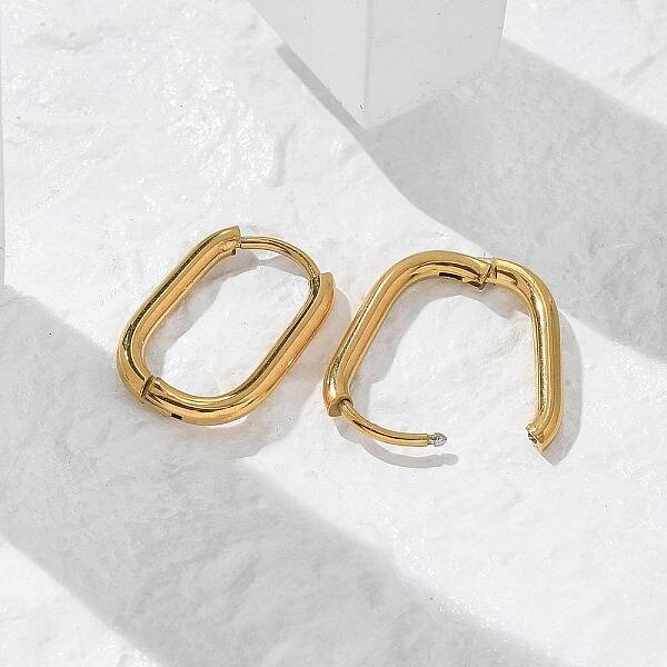 Ion Plating(IP) 304 Stainless Steel Oval Hoop Earrings
