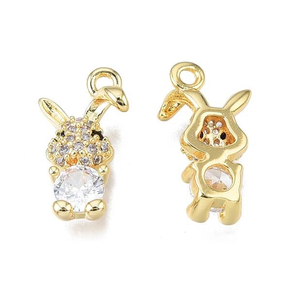 Brass Pave Clear Cubic Zirconia Charms