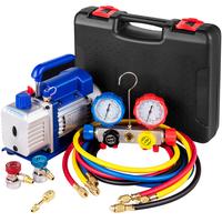 VEVOR Suction Pump 4.8CFM 1/4 HP Single Stage for HVAC A/C Cooling Systems, 5PA Ultimate Vacuum, Manifold Gauge Kit R410A R13...