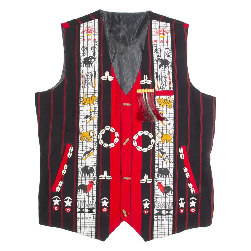 Western Mens Blazer Waistcoat Black Striped XL