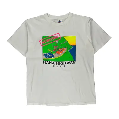 Single Stitch Hana Highway Maui Made In Usa Miller Graphic T-Shirt - XL White Cotton