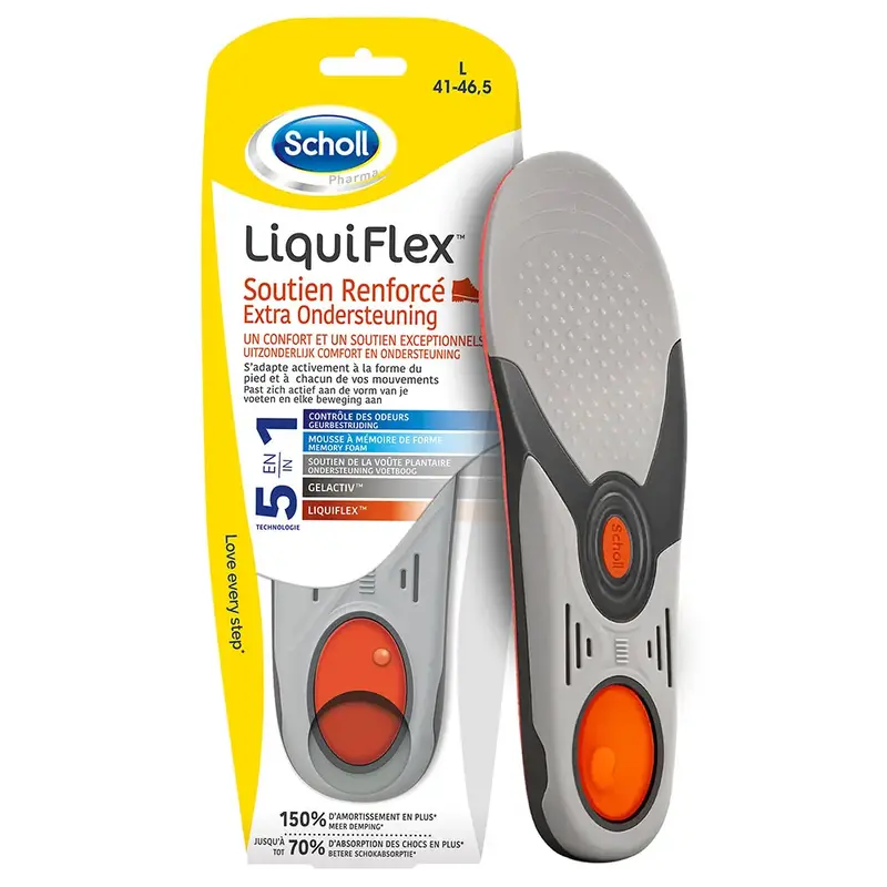 Scholl LiquiFlex Insoles Support Reinforcement Men Size 41-46.5