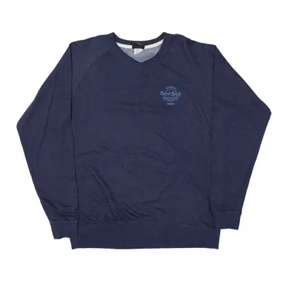 HARD ROCK CAFE Tampa Florida Hotel & Casino USA Sweatshirt Blue V-Neck Mens M
