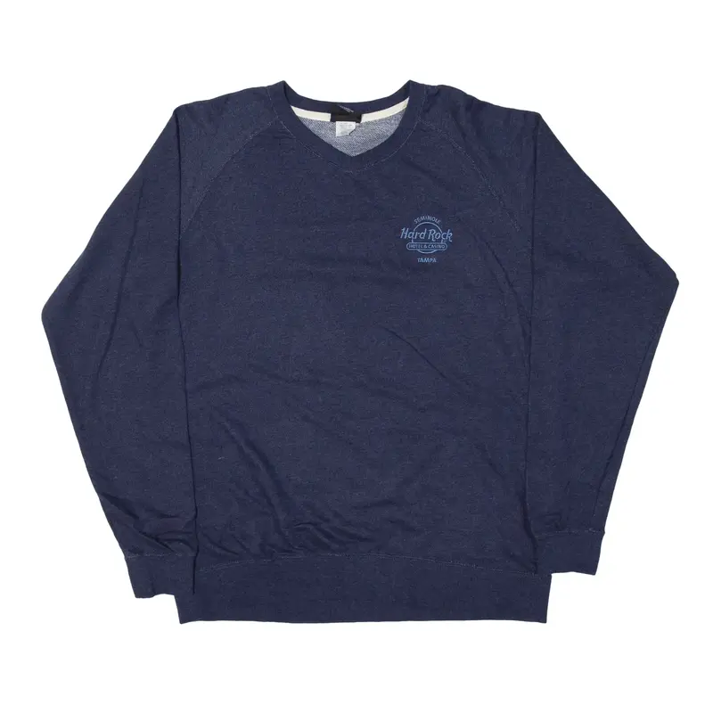HARD ROCK CAFE Tampa Florida Hotel & Casino USA Sweatshirt Blue V-Neck Mens M