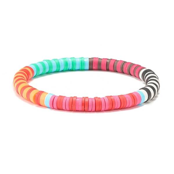 Handmade Polymer Clay Heishi Beaded Stretch Bracelet