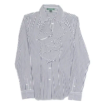 LAUREN RALPH LAUREN Womens Printed Shirt White Collared Long Sleeve Striped XS