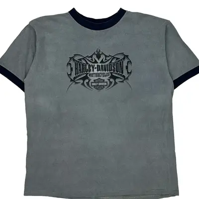 Myrtle Beach Harley Davidson Graphic T-Shirt - XL Grey Cotton