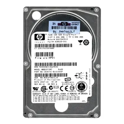 438628-001 HP 72GB 3Gb/s SAS 10000 2.5-Inch Hard Drive