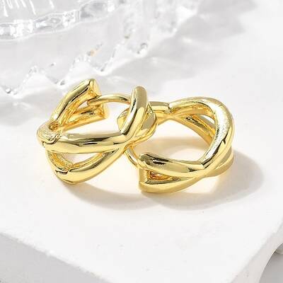 Rack Plating Brass Criss Cross Hoop Earrings for Women