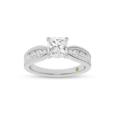Verve Channel Set Bow Tied Shaped Princess Cut Lab Diamond Engagement Ring | 10K White Gold 3 1/10 CT. TW.