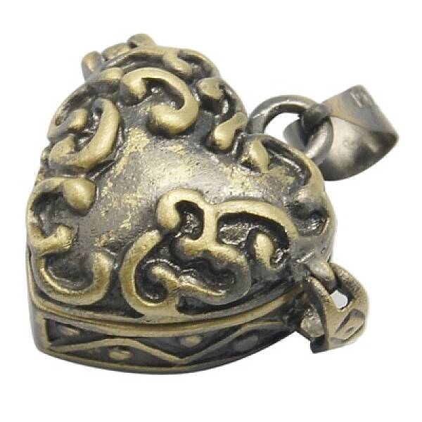 Heart Brass Enamel Prayer Box Pendants