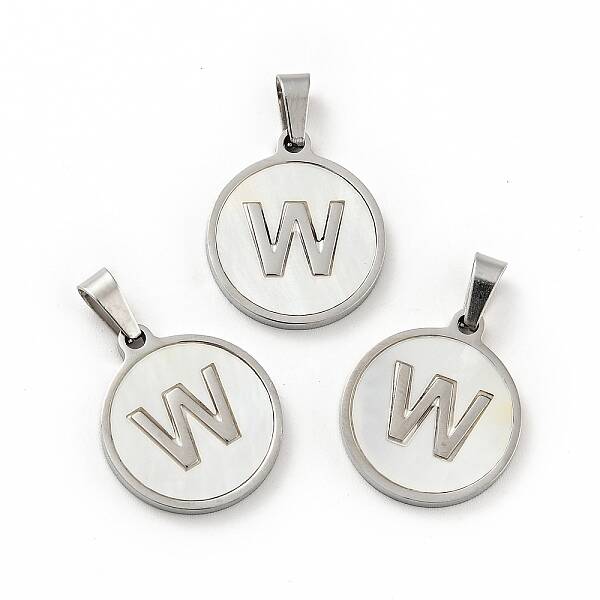 304 Stainless Steel with White Shell Pendants