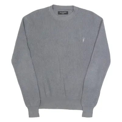 ALL SAINTS Mens Jumper Grey Waffle Knit XS