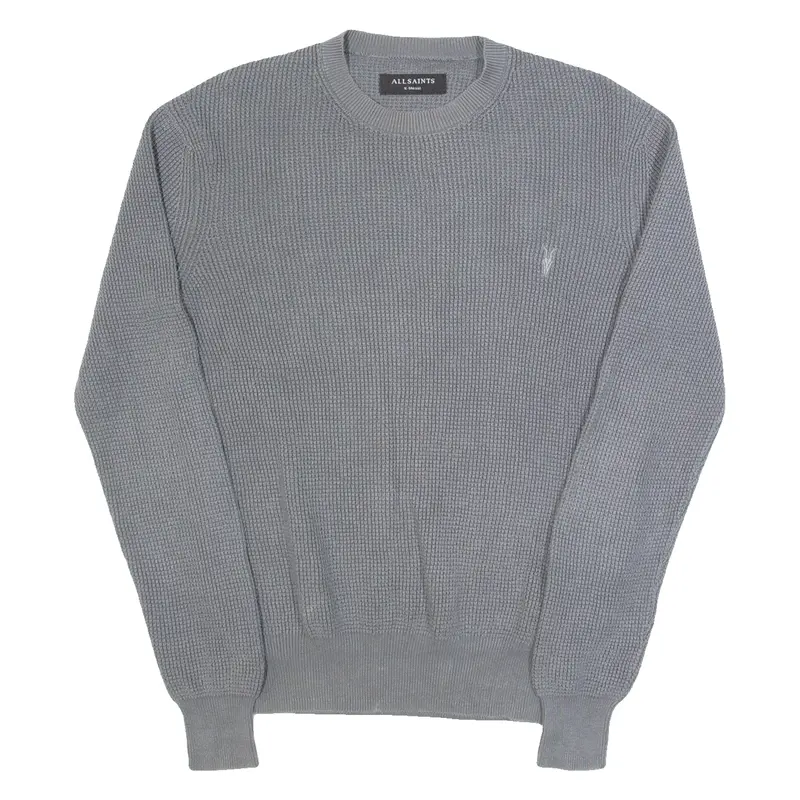 ALL SAINTS Mens Jumper Grey Waffle Knit XS