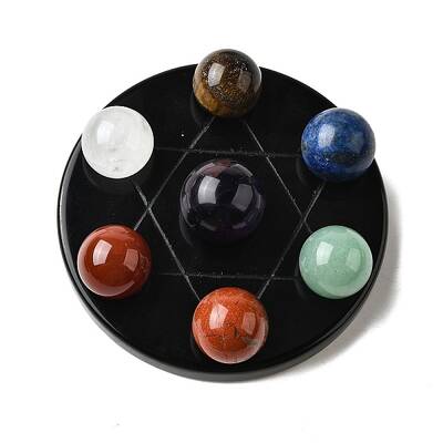 Chakra Natural Obsidian Base Seven Star Group Display Decorations