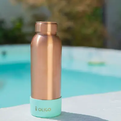 24oz Oligo Trendy Elevated Hydration 100% Certified Pure Copper Water Bottle Drinkware  Washable Mug Tumbler Cup Reusable Por...