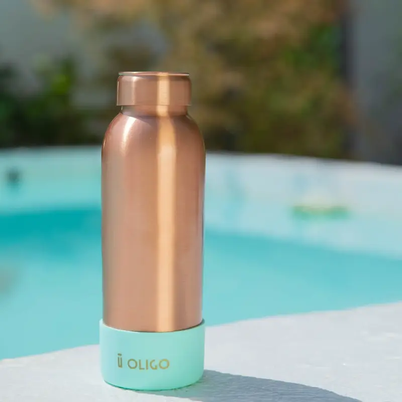 24oz Oligo Trendy Elevated Hydration 100% Certified Pure Copper Water Bottle Drinkware  Washable Mug Tumbler Cup Reusable Por...