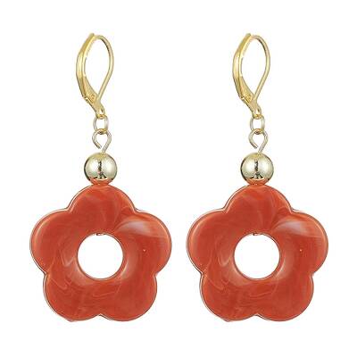 Acrylic Flower Dangle Leverback Earrings