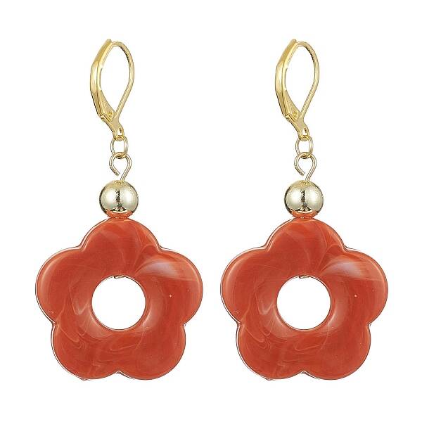 Acrylic Flower Dangle Leverback Earrings