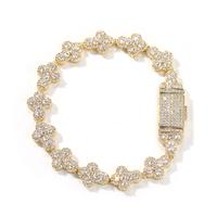 [LUMI70] Iced out Cross Flower Hiphop Bracelet AAAAA+ CZ Cuban Link Chain for Men & Women (Unisex), Bracelet for Men, Jewelry...