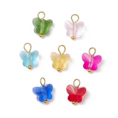 7Pcs Glass Butterfly Charms