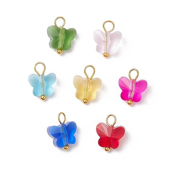 7Pcs Glass Butterfly Charms