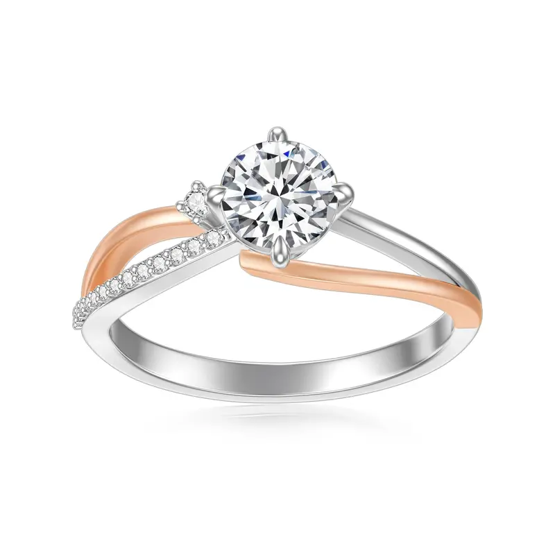 14K Silver & Rose Gold 1 to 3CT.T.W. Round Created Diamond Custom Engagement Ring IGI Certified